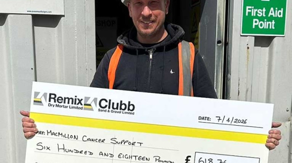 Steve Pitt after winning the steps challenge in March with a cheque for his chosen charity